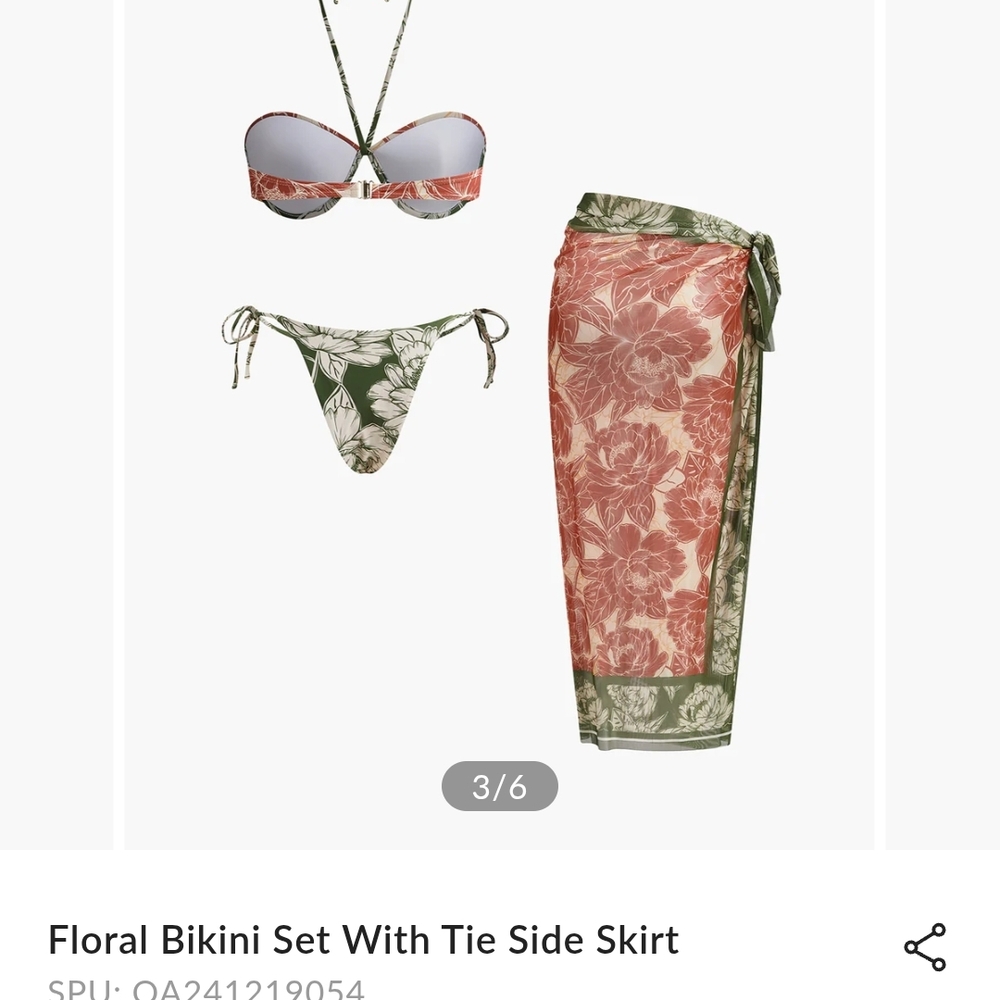 Commense Floral Bikini Set - Green and Red